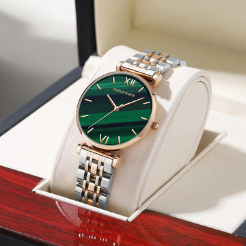 New Design Elegant Green Malachite Dial Ladies Watches Japanese Quartz Movement Stainless Steel Strap Waterproof Watches